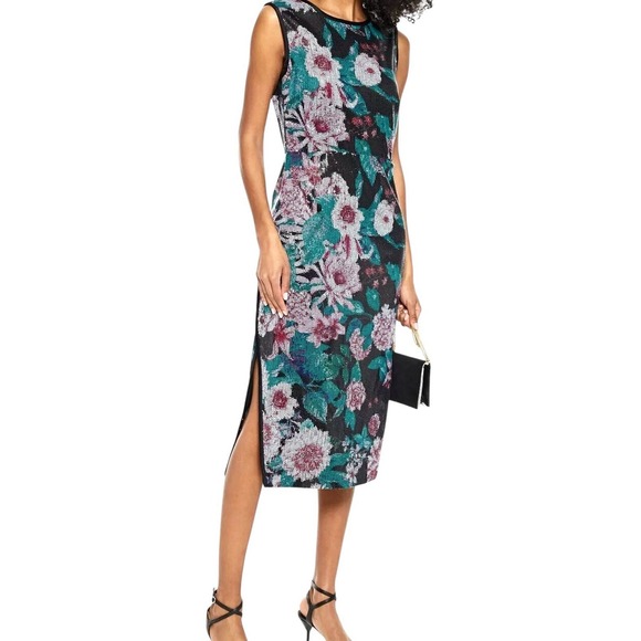 Diane‎ Von Furstenberg Sequined Fitted Midi Dress Fully Lined Sz 4 (Retail $998) - Picture 1 of 11